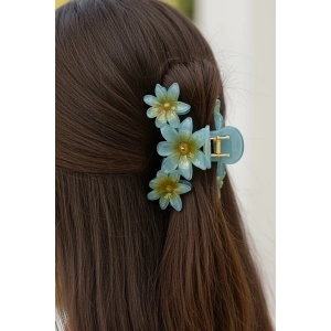 Mavi Renk Çiçek Figürlü Mandal Toka