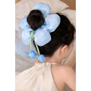 Mavi Renk Çiçek Figürlü Sallantılı Simit Toka