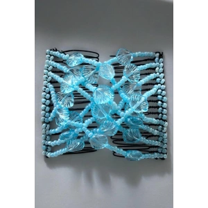 Mavi Renk Deniz Kabuğu Figürlü Tel Tarak Toka