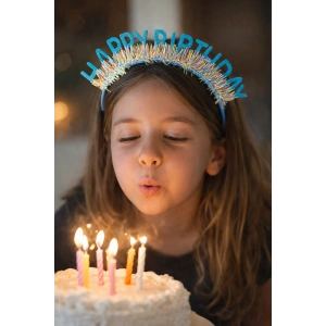 Mavi Renk Happy Birthday Yazılı Taç