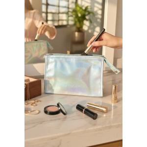 Mavi Renk Hologramlı Makyaj Çantası