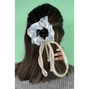 Mavi Renk İnci Detaylı Mandal/Simit Toka