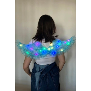 Mavi Renk Işıklı Melek Kanadı