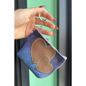 Mavi Renk Kalp Figürlü Cüzdan Anahtarlık