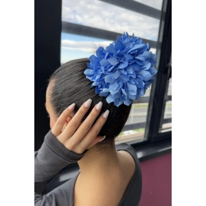 Mavi Renk Kasımpatı Çiçeği Detaylı Mandal Toka