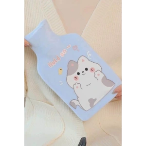 Mavi Renk Kedi Figürlü Peluş Sıcak Su Torbası