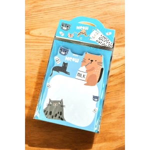 Mavi Renk Kedi Figürlü Yapışkanlı Not Kağıdı
