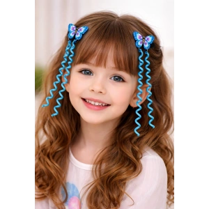 Mavi Renk Kelebek Figürlü Çocuk Yan Toka