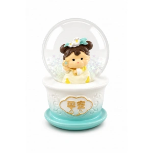Mavi Renk Kız Figürlü Işıklı Mini Küre