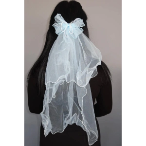 Mavi Renk Kurdele Figürlü Duvak Detaylı Pens Toka