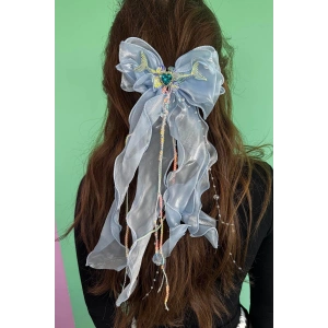 Mavi Renk Kurdele Figürlü Kuyruk Detaylı Pens Toka