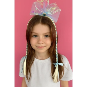 Mavi Renk Kuyruk Figürlü Örgülü Çocuk Taç