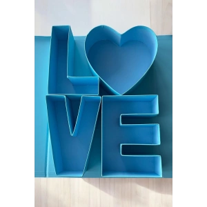Mavi Renk Love Detaylı Doldurulabilir Hediye Kutusu