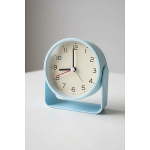 Mavi Renk Mini Dekoratif Alarmlı Yuvarlak Masa Saati