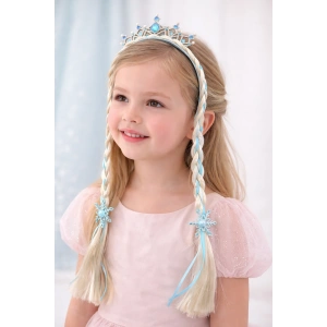 Mavi Renk Örgü Saç Detaylı Taç