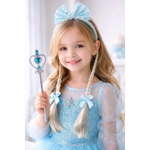 Mavi Renk Örgülü Taç/Asa Set