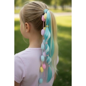 Mavi Renk Saç Detaylı Lastik Toka