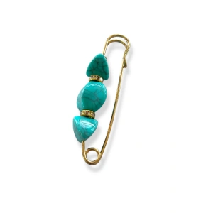 Mavi Renk Taş Detaylı Eşarp İğnesi /Broş