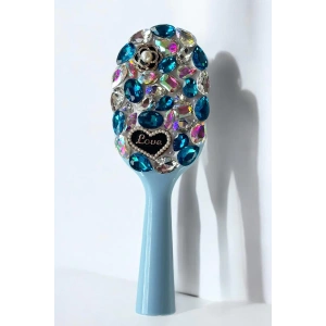 Mavi Renk Taş Ve Love Yazılı Saç Tarama Fırçası/ Tarak