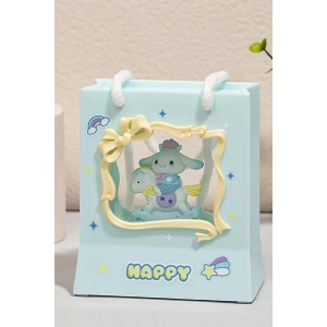 Mavi Renk Tavşan Figürlü Askı Detaylı Müziklı Işıklı Kar Küresi