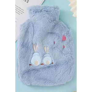 Mavi Renk Tavşan Figürlü Peluş Sıcak Su Torbası