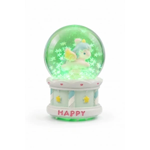 Mavi Renk Unicorn Figürlü Işıklı Mini Kar Küresi
