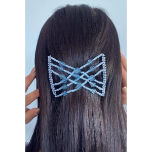 Mavi Renk Yaprak Figürlü Tel Tarak Toka