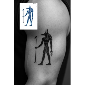 Mısır Anubis Figürlü 12 Saat Sonra Kararan Geçici Dövme Tattoo