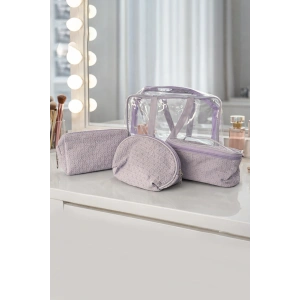 Mor Renk 4lü Makyaj Çantası