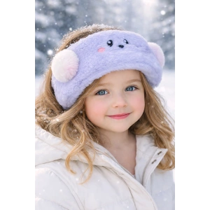 Mor Renk Ayıcık Figürlü Peluş Kulaklık