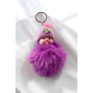Mor Renk Bebek Figürlü Peluş Anahtarlık