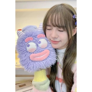 Mor Renk Canavar Figürlü Peluş Sıcak Su Torbası