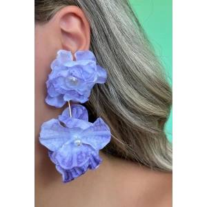 Mor Renk Çiçek Figürlü Küpe (Çift)