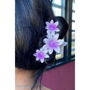 Mor Renk Çiçek Figürlü Mandal Toka