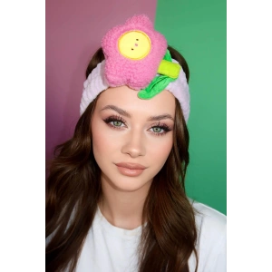 Mor Renk Çiçek Figürlü Peluş Saç Bandı