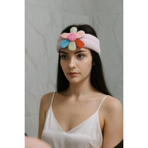 Mor Renk Çiçek Figürlü Peluş Saç Bandı