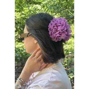 Mor Renk Çiçek Figürlü Sim Detaylı Mandal Toka