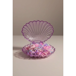 Mor Renk Deniz Kabuğu Figürlü Karışık Renk Perma Lastik Toka