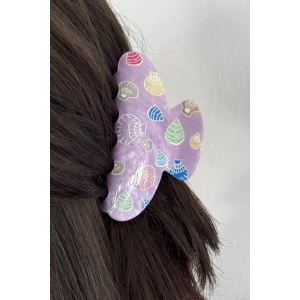 Mor Renk Deniz Kabuğu Figürlü Mandal Toka