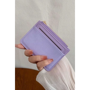Mor Renk Deri Kadın Cüzdan/Kartlık