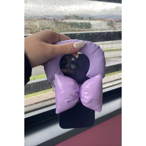 Mor Renk Fiyonk Figürlü Telefon Aksesuarı