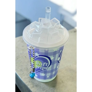 Mor Renk Kalp Figürlü Anahtarlık Detaylı Kutulu Islak Mendil