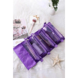 Mor Renk Kozmetik Kişisel Bakım Rulo Haline Gelen Çanta
