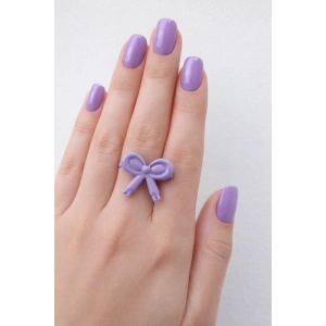 Mor Renk Kurdele Figürlü Ayarlanabilir Yüzük