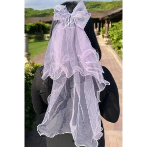 Mor Renk Kurdele Figürlü Duvak Detaylı Pens Toka