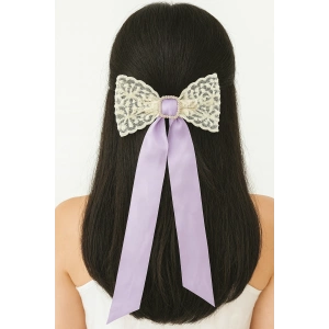 Mor Renk Kurdele Figürlü Taş Detaylı Otomat Toka