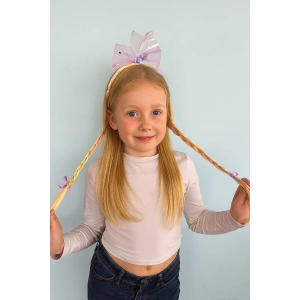 Mor Renk Kuyruk Figürlü Örgülü Çocuk Taç