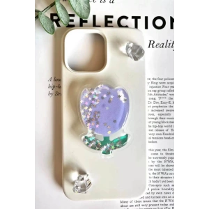 Mor Renk Lale Figürlü 3D Telefon Tutacağı