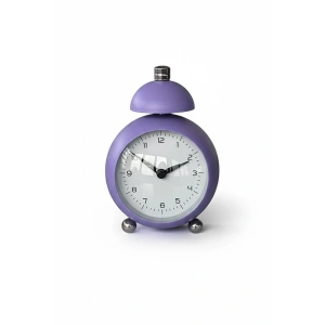 Mor Renk Mini Dekoratif Alarmlı Yuvarlak Masa Saati