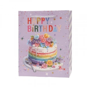 Mor Renk Pasta Figürlü Karton Çanta